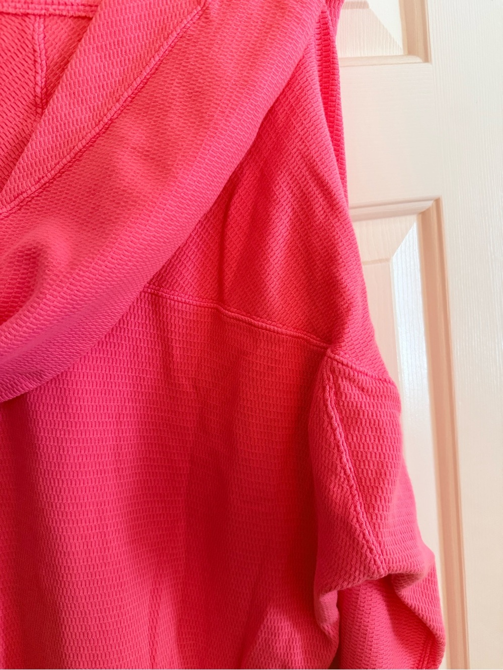 Free People XL Extra Large Hot Pink Thermal Long Sleeve Top Pullover Shirt - Picture 7 of 8